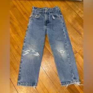 Vintage Levis 550 Jeans Boys 6 Medium Distressed Relaxed Fit Ripped Knees Denim